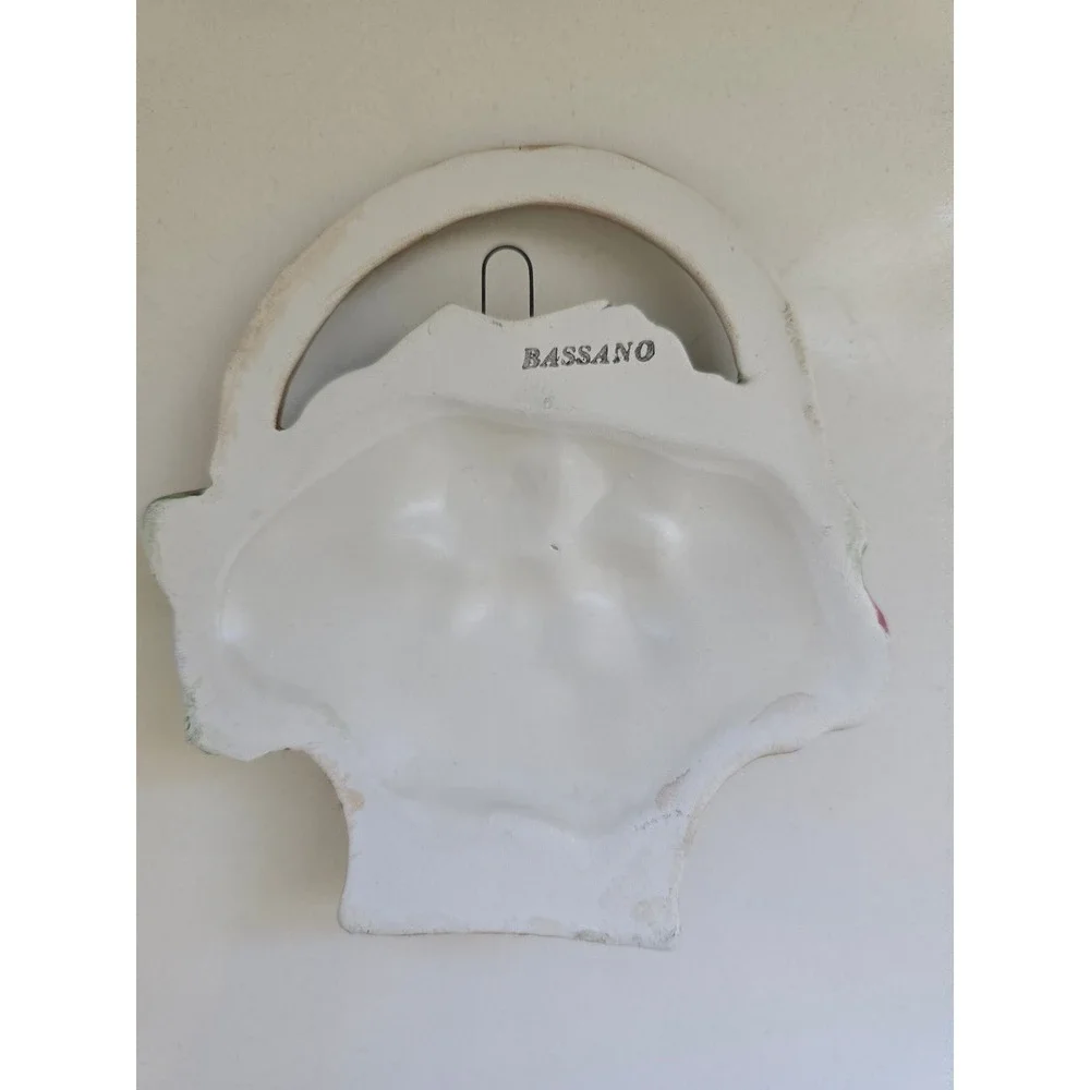 Vintage Bassano Italy Ceramic Fruit Basket Wall Plaque 3D‎ Relief Hook Hanging